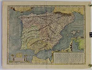 HISPANIAE VETERIS DESCRIPTIO [Original Hand-colored Copper-engraved Map of Ancient Spain]