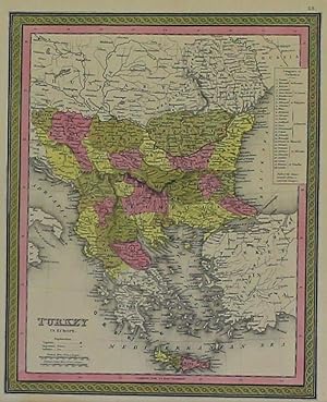 TURKEY IN EUROPE [Original Hand-colored Lithographed Map]