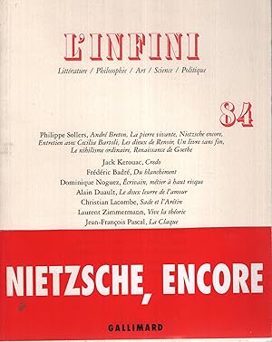 Immagine del venditore per L'Infini 84 Automne 2003 venduto da PRISCA
