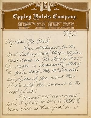 [Autograph Letter Signed] While on Tour after his Court-martial, Colonel William "Billy" Mitchell...