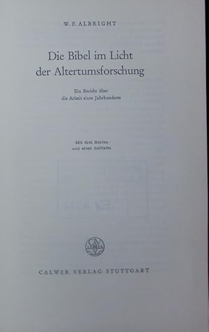 Bild des Verkufers fr Die Bibel im Licht der Altertumsforschung. zum Verkauf von Antiquariat Bookfarm