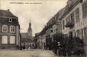 Ansichtskarte / Postkarte Püttlingen Puttelange Moselle, Kirche und Hauptstraße