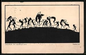 Bild des Verkufers fr Knstler-Ansichtskarte Diefenbach: Schattenbild von Reigen tanzenden Kindern zum Verkauf von Bartko-Reher