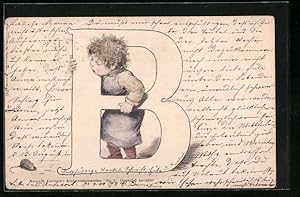 Bild des Verkufers fr Knstler-Ansichtskarte Hermann Kaulbach: Kind mit dem Buchstaben B und Maus zum Verkauf von Bartko-Reher