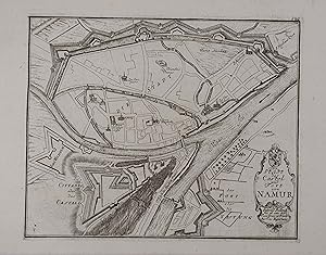 Bild des Verkufers fr Die Stadt das Castel und Fort von Namur. Kupferstich-Plan aus G. Bodenehr "Force d'Europe". Augsburg um 1720, 15,5 x 19,5 cm (Plattenrand) zum Verkauf von Antiquariat Johannes Mller