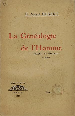 Bild des Verkufers fr La Gnalogie de l'Homme zum Verkauf von La Fontaine d'Arthuse