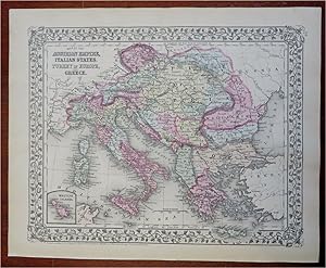 Austrian Empire Ottoman Empire Italy Adriatic Sea Malta 1881 Mitchell map