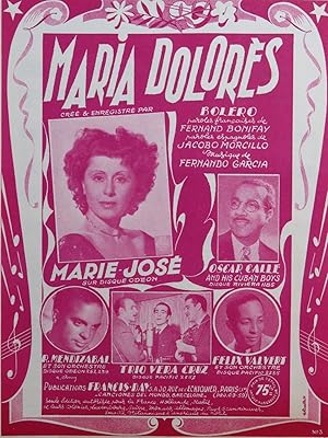 GARCIA Fernando Maria Dolores Bolero Chant Piano 1949