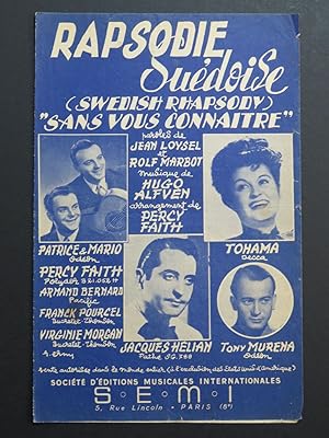 Seller image for Rapsodie Sudoise Hugo Alfvn Chant 1953 for sale by partitions-anciennes