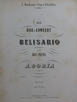 GORIA Alexandre Grand Duo de Concert op 27 2 Pianos 4 mains ca1850