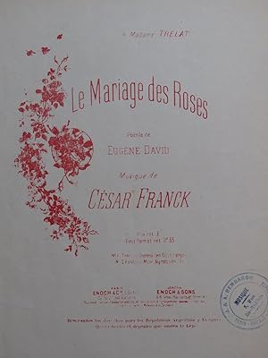 Bild des Verkufers fr FRANCK Csar Le Mariage des Roses Chant Piano zum Verkauf von partitions-anciennes