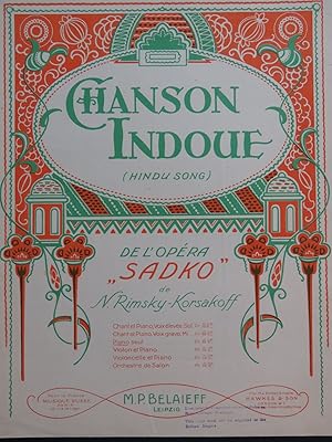 Seller image for RIMSKY-KORSAKOFF N. Chanson Indoue Piano 1914 for sale by partitions-anciennes