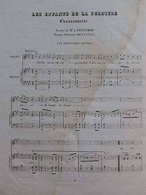 BRUGUIÈRE Edouard Les Enfants de la Fermière Piano Chant 1834
