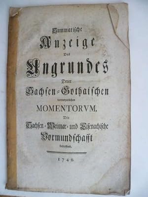 Summarische Anzeige des Ungrundes Derer Sachsen-Gothaischen vermeyntlichen Momentorum, Die Sachse...