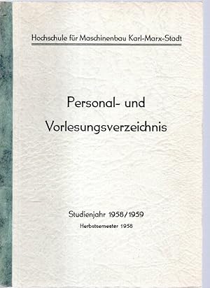 Personal- und Vorlesungsverzeichnis Studienjahr 1958/1959 Herbstsemester 1958