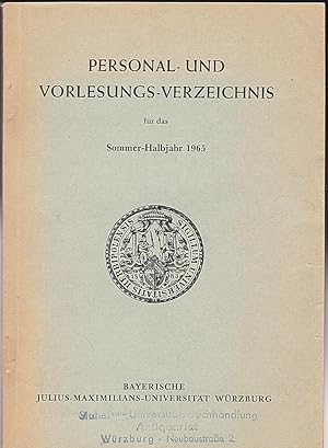 Bild des Verkufers fr Personal- und Vorlesungs-Verzeichnis fr das Sommer-Halbjahr 1965 zum Verkauf von Versandantiquariat Karin Dykes