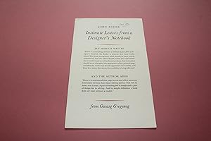 Seller image for Gwasg Gregynog prospectus: INTIMATE LEAVES FROM A DESIGNER'S NOTEBOOK for sale by Andrew Johnson Books