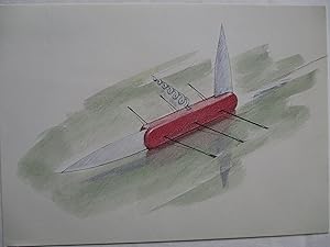 Image du vendeur pour Claes Oldenburg The Course of the Knife / Il Corso del Coltello Electa and Rizzoli book publication announcement postcard mis en vente par ANARTIST