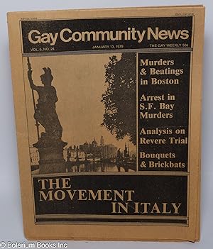 Seller image for GCN: Gay Community News; the gay weekly; vol. 6, #24, Jan. 13, 1979: The Movement in Italy for sale by Bolerium Books Inc.