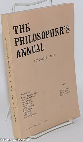 Bild des Verkufers fr The philosopher's annual, volume 3 (1980) zum Verkauf von Bolerium Books Inc.