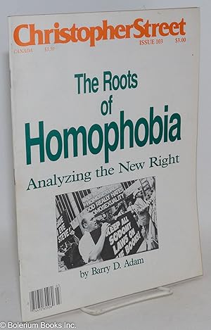 Imagen del vendedor de Christopher Street: vol. 9, #7, whole issue #103, September 1986; The Roots of Homophobia: analyzing the New Right a la venta por Bolerium Books Inc.