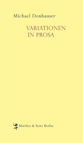 Bild des Verkufers fr Variationen in Prosa zum Verkauf von Wegmann1855