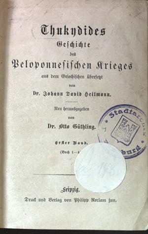 Bild des Verkufers fr Thukydides: Geschichte des Peloponnesischen Krieges; erster Band (Buch 1-4). zum Verkauf von books4less (Versandantiquariat Petra Gros GmbH & Co. KG)