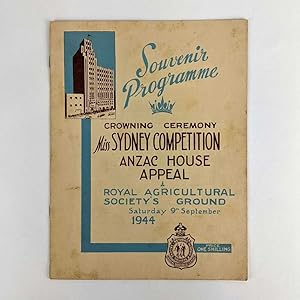 Souvenir Programme: Crowning Ceremony: Miss Sydney Competition, Anzac House Appeal