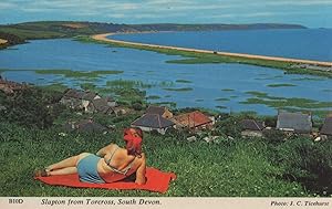 Big Red Butterfly Hairpiece Lady Slapton From Torcross Devon Postcard