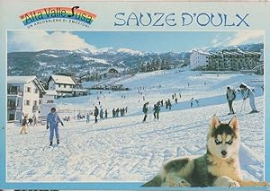Imagen del vendedor de Sauze D'Oulx Skiing French Resort Snow Dog Map Postcard a la venta por Postcard Finder