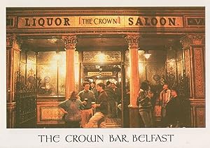 Late Night Drinking At The Crown Bar Pub Belfast Irish Postcard