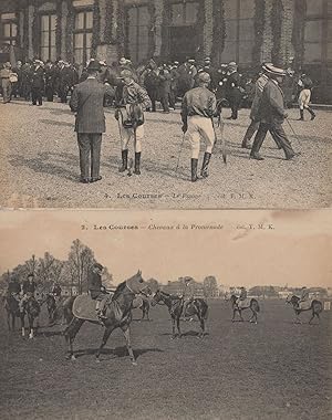 Les Courses 2x French Horse Race Jockey Antique Postcard s