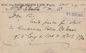 Roger Bolton Wigan Brass Makers Factory Birmingham Battery Victorian Postcard