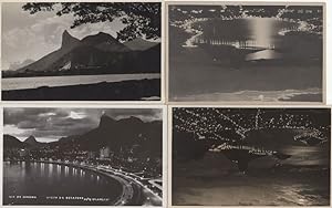 Rio De Janeiro Botafogo At Night 4x Old Real Photo Postcard s