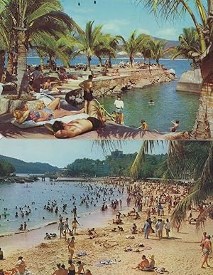 Sun Worshippers at Hilton Hotel Acapulco Mexico 2x 1960s Postcard s