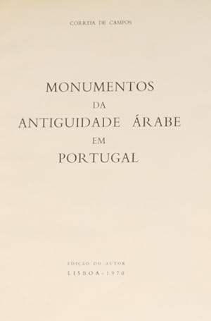 MONUMENTOS DA ANTIGUIDADE ÁRABE EM PORTUGAL.