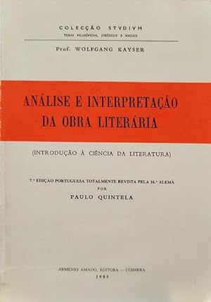 ANÁLISE E INTERPRETAÇÃO DA OBRA LITERÁRIA.