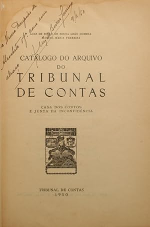 Seller image for CATLOGO DO ARQUIVO DO TRIBUNAL DE CONTAS. for sale by Livraria Castro e Silva