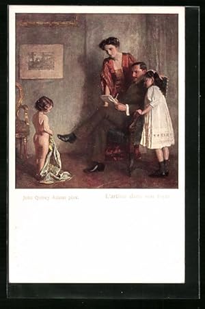 Bild des Verkufers fr Knstler-Ansichtskarte sign. John Quincy Adams: L`Artiste dans son Foyer zum Verkauf von Bartko-Reher
