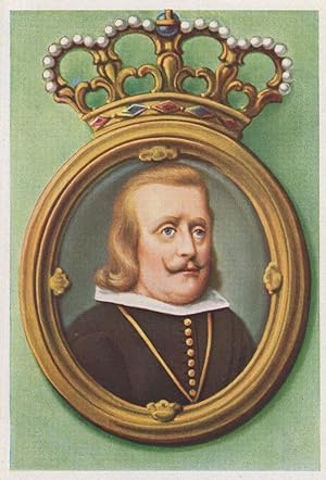 King Philip IV of Spain Antique Painting Rare Cigarette Card