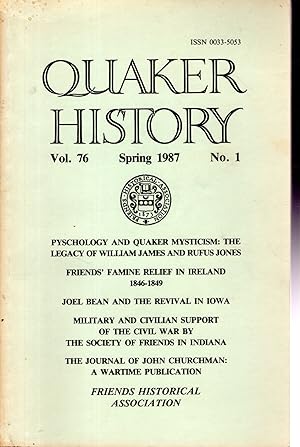 Bild des Verkufers fr Quaker History, Volume 76, No.1: Spring, 1987 zum Verkauf von Dorley House Books, Inc.