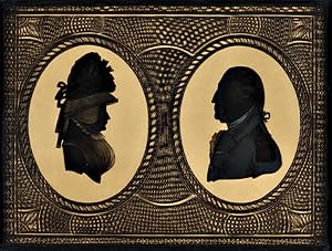 Seller image for [EGLOMISE SILHOUETTE PROFILE PORTRAITS OF GEORGE AND MARTHA WASHINGTON ON GLASS] for sale by William Reese Company - Americana