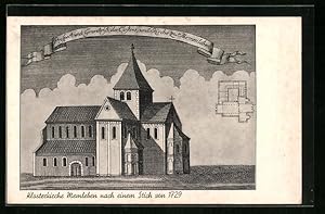 Bild des Verkufers fr Ansichtskarte Memleben, Klosterkirche nach einem Stich von 1729 zum Verkauf von Bartko-Reher