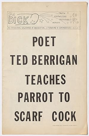 Bild des Verkufers fr The Dick: An Occasional Newspaper of Observation, Literature & Commentary - Vol. 1, No. 1 [All Published] zum Verkauf von Between the Covers-Rare Books, Inc. ABAA