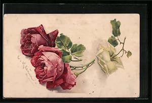 Bild des Verkufers fr Knstler-Ansichtskarte Catharina Klein: Zwei rote und eine weisse Rose zum Verkauf von Bartko-Reher