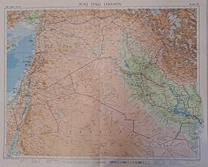 Map of Iraq, Syria, Lebanon, Plate 34 disbound from 1959 Mid-Century Times Atlas of the World, Vo...