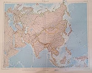 Seller image for Map of 'Eurasia' - Plate 25 disbound from 1959 Mid-Century Times Atlas of the World, Volume II South-West Asia and Russia including Union of Soviet Socialist Republics, United Kingdom, Somalia, Japan, China, India, Borneo, Europe etc. for sale by Bailgate Books Ltd