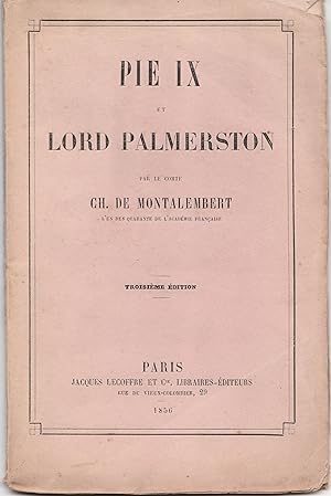 Imagen del vendedor de Pie IX et Lord Palmerston a la venta por Librairie Franoise Causse