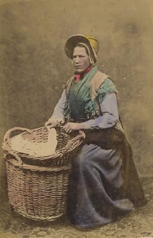 Netherlands Zandvoort Traditional Costume Old small Cabinet Photo 1880