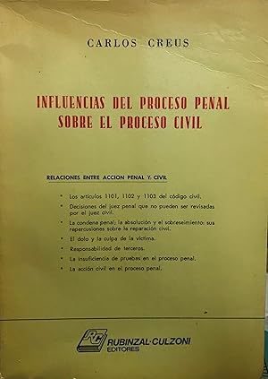 Bild des Verkufers fr Influencias del proceso penal sobre el proceso civil. Relaciones entre accin penal y civil zum Verkauf von Librera Monte Sarmiento